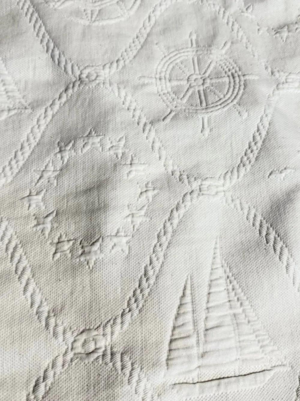2 Ivory nautical Pillow Shams ivory scalloped edges